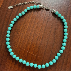 Kissaka‎ teal beaded necklace
